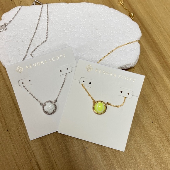 Kendra Scott Jewelry - Kendra Scott Silver and Gold Necklace Duo with White and Yellow Stones